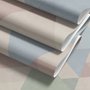 Pastel abstract wallpaper with overlapping sky blue, blush, cream, sage and grey textured triangles