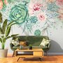 Papier peint panoramique art floral vert tendre nostalgique