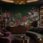 Elegante Tropische Botanische Blumen- und Leoparden-Fototapete