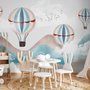 Papier peint montagnes bleues marron montgolfière enfants