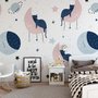 Cute Sleeping Cat on the Moon Wallpaper Mural