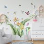 Süße tropische Blätter und Blumen Wandtattoo