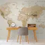 Soft Brown Political World Map Wallpaper Mural