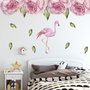 Wandtattoo mit Rosa Pfingstrosen und Flamingo