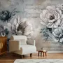 Papier peint panoramique floral avec des notes de musique