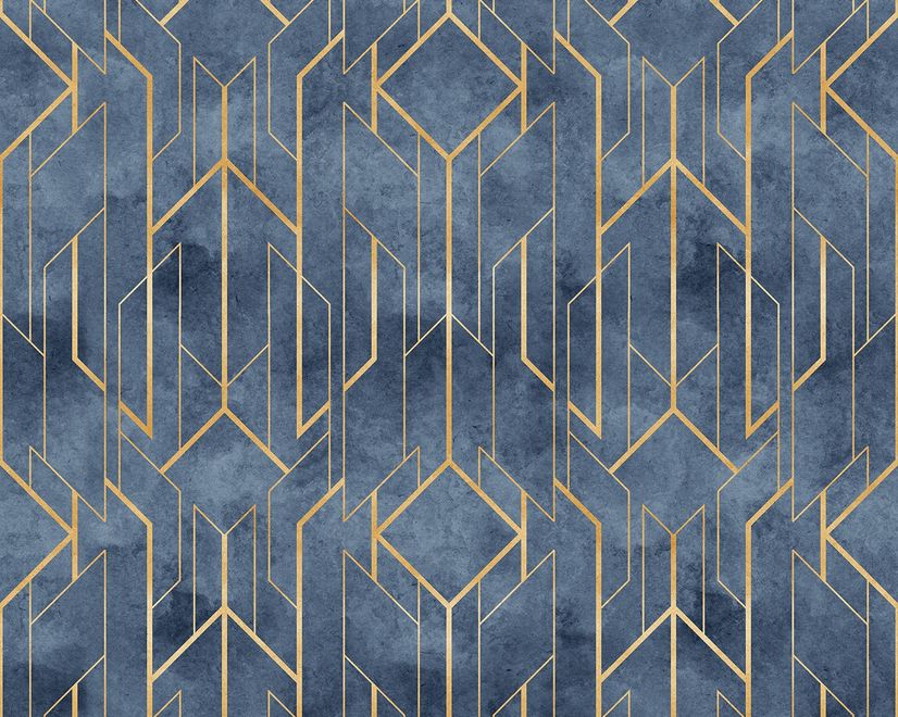 Rhombus Geometric Lines Art Deco Wallpaper Mural