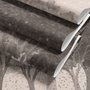 Misty forest nature wallpaper mural in greige, taupe and charcoal watercolour with birds