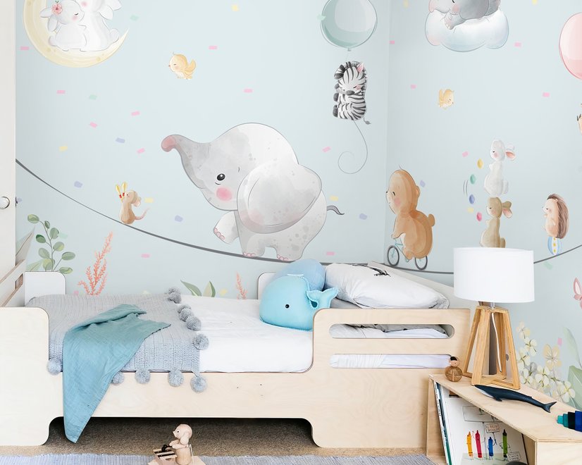 Papier peint animaux volants mignons et cirque amusant