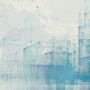 Abstract Blue Monochrome City Landscape Wallpaper Mural