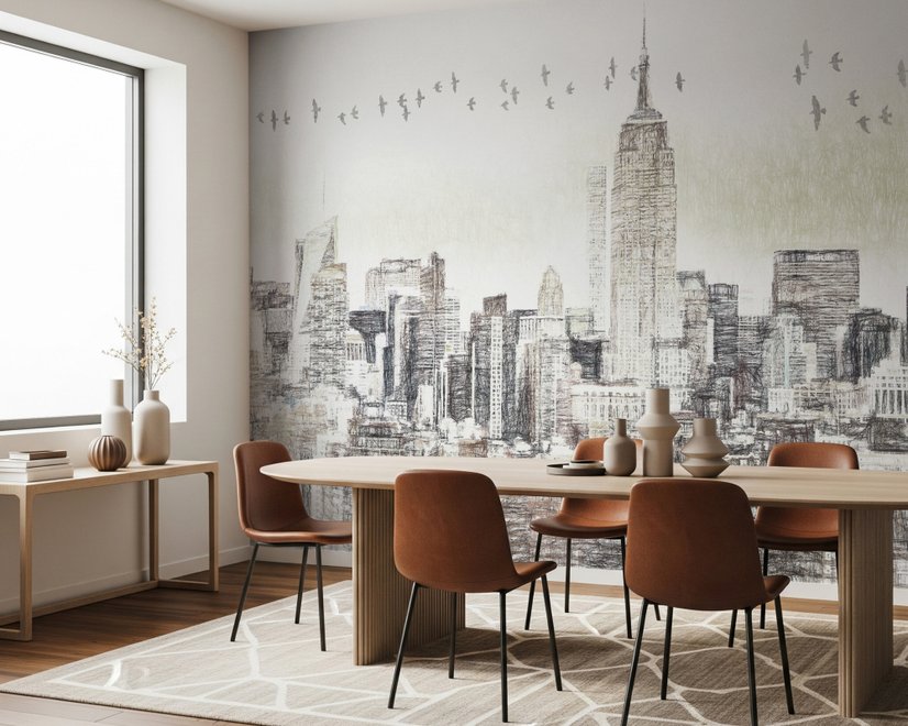 Monochrome Charcoal New York City Wallpaper Mural
