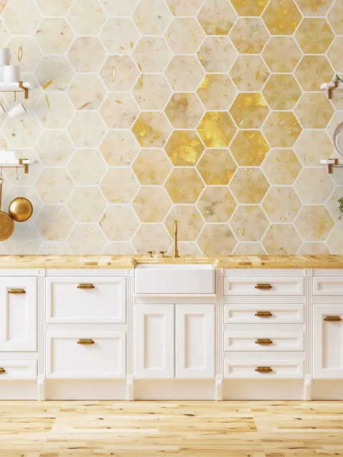 Geometric Yellow Honeycomb Wallpaper Mural