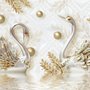 3D Look Schwan und Blatt mit Wasser Muster Fototapete