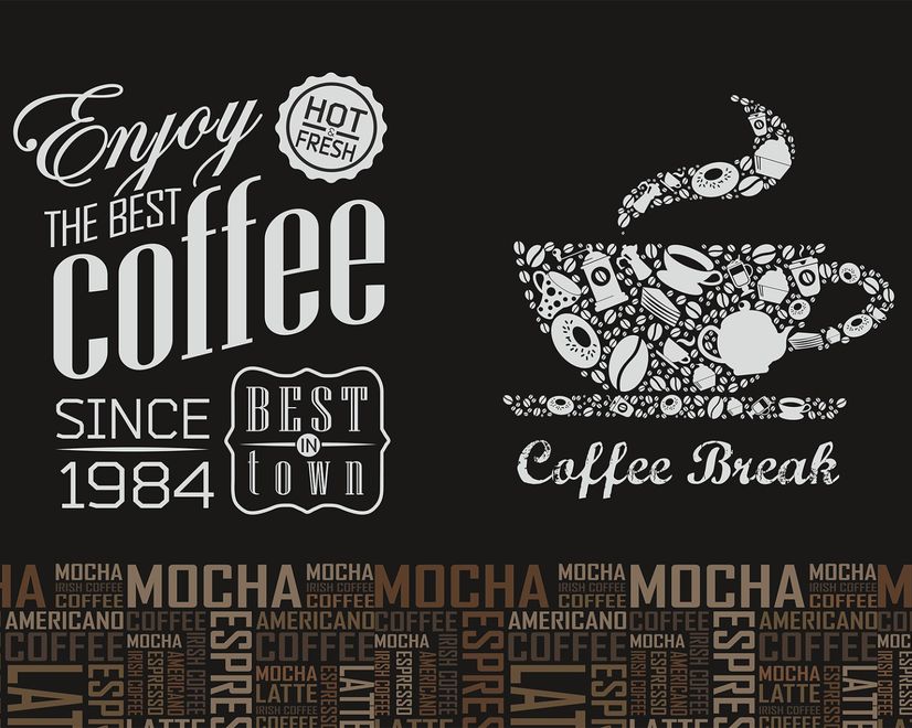 Coffee Mocha Typography Wallpaper Mural