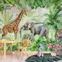Kinder Safari Aquarell Tropischer Wald Dschungeltiere Fototapeten