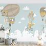 Big Air Balloon with Cute Animals Wallpaper Mural