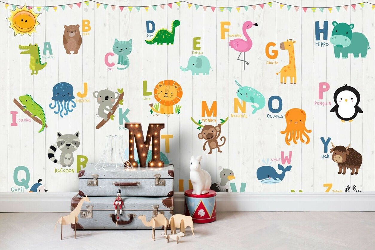 Animals Alphabet Wallpaper Mural - Peel and Stick