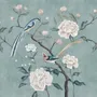 Vintage Peony Floral and Swallow Wallpaper Mural