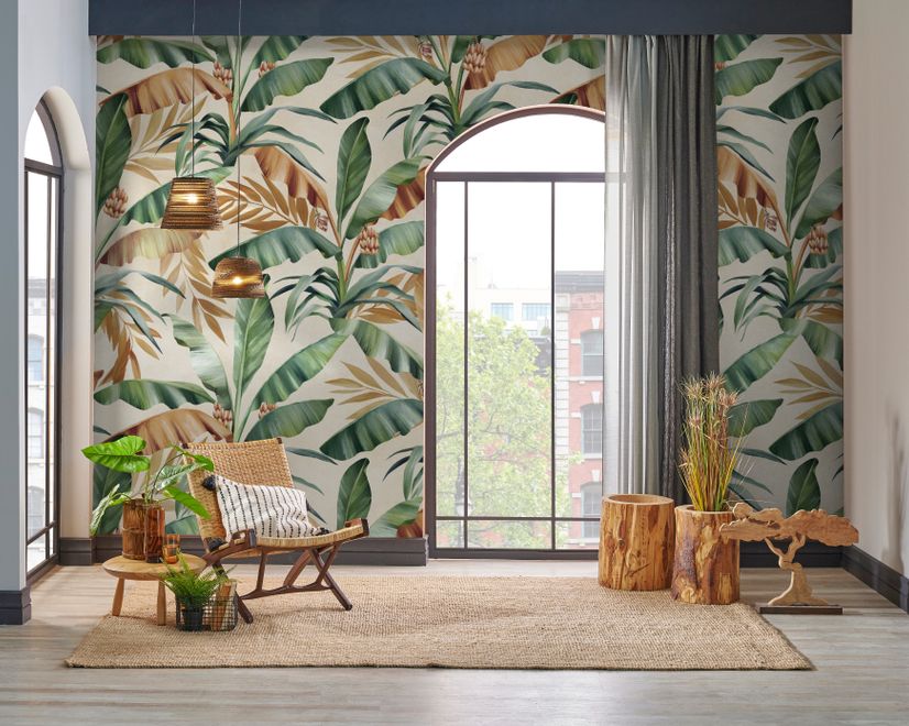 Palm and Banana Leaf Wallpaper Mural