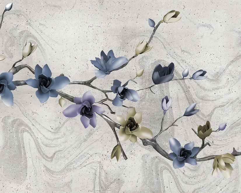 Retro Magnolia Blossom Wallpaper Mural