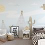 Papier peint panoramique paysage de dessins animés avec soleil joyeux