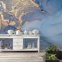 Blue Gold Look Marble with Splash Wallpaper Mural