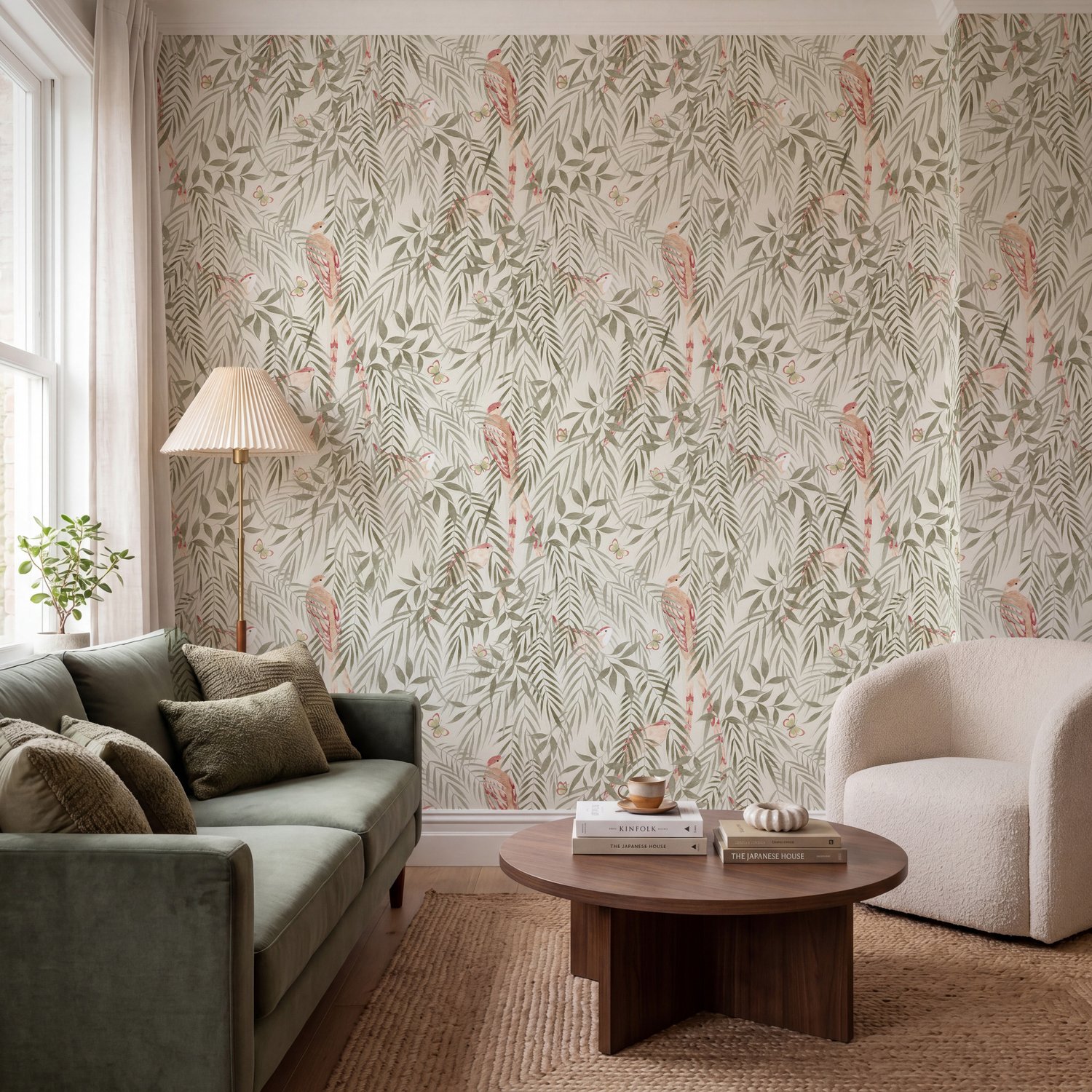 Watercolor Tropical Bird Garden Wallpaper Mural - Peel and Stick
