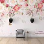 Pink Flowers and Butterflies Wallpaper Mural