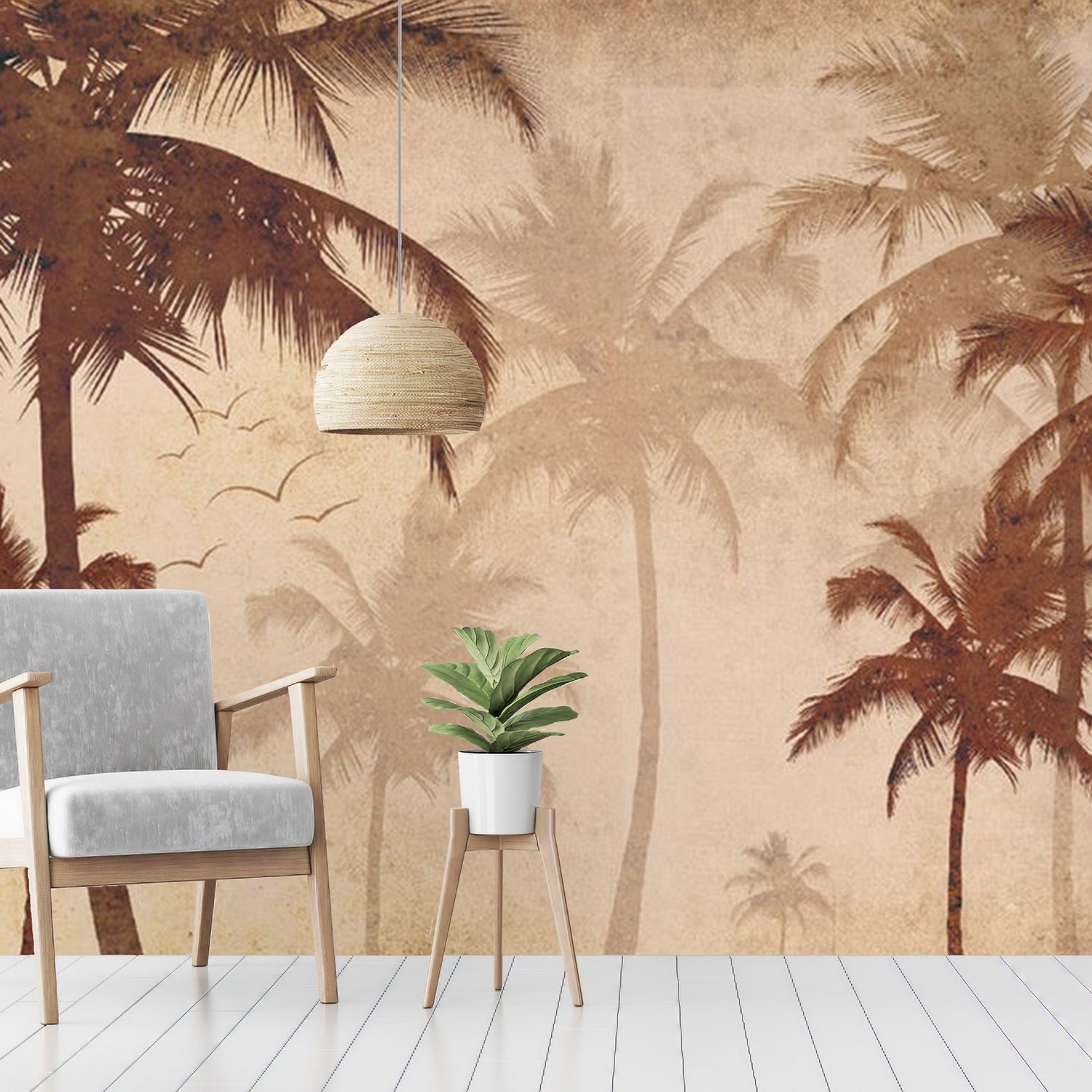 Nostalgic Palm Tree Wallpaper Mural - Peel and Stick