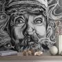 Grayscale Smoker Man Wallpaper Mural