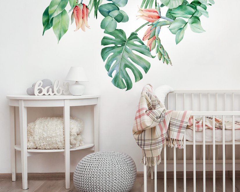 Feuille tropicale avec eucalyptus Stickers muraux Sticker