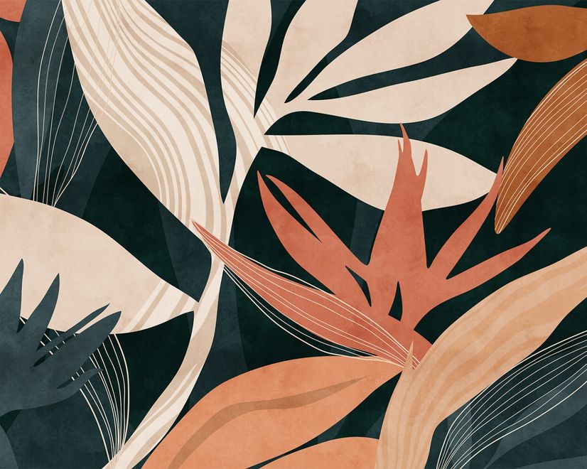 Tropical Foliage Leaves Art Wallpaper Mural