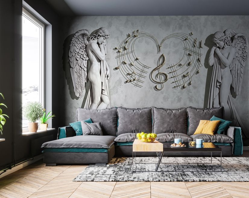 Sophisticated Angel Sculpture Wallpaper Mural