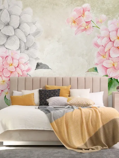 Hydrangea Floral Art Wallpaper Mural