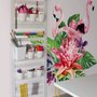 Tropical Protea Floral with Flamingo Wall Decal Sticker