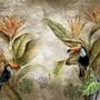 Papier peint panoramique nostalgique Toucan dans la forêt tropicale