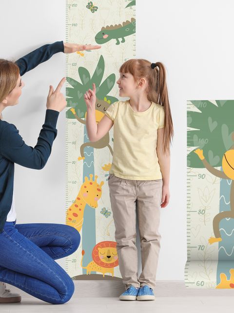 Kinder-Wandtattoo Wachstumstabelle mit Tropischen Tieren