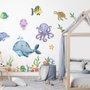 Kids Nursery Undersea Wall Decals Cute Whale with Sea Animals Wall Sticker