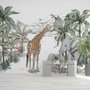 Fototapete "Tropische Tiere mit Bergmotiv für Kinderzimmer"