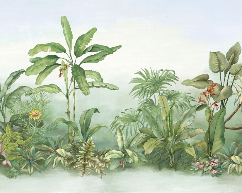 Tropical Rainforest Drawing Art Wallpaper Mural