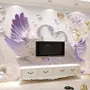 Papier peint panoramique cygnes en relief 3D