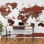 White and Brown Political World Map Wallpaper Mural