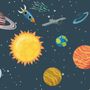Kids Boys Watercolor Space and Solar System Wallpaper Mural