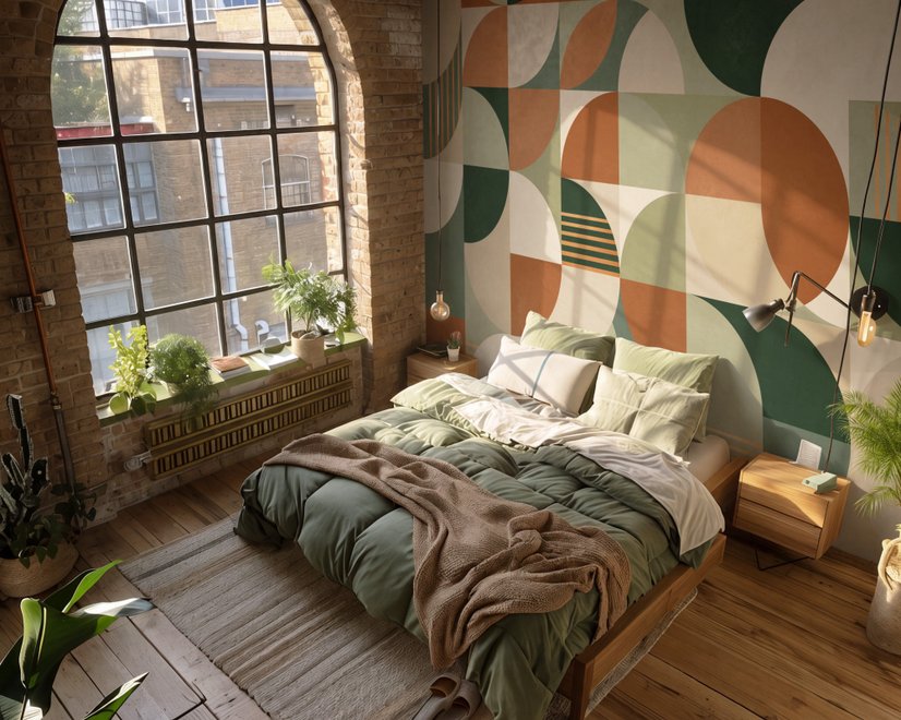 Retro Abstract Geometric Shapes Wallpaper Mural
