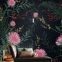 Pink Dandelion and Dark Landscape Wallpaper Mural