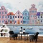 Watercolor Dutch Houses Wallpaper Mural for Kids