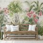 Watercolor Tropical Leaf and Flowers Wallpaper Mural
