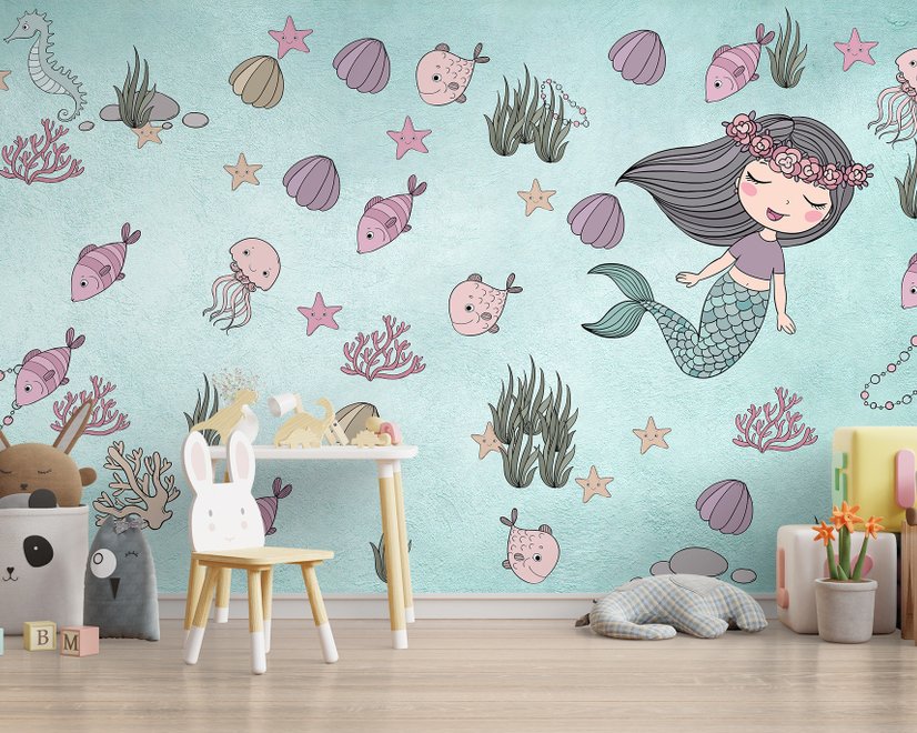 Mermaid Ariel in the Underwater Wallpaper Mural