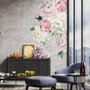 Stickers muraux bouquet floral de pivoine rose et bleue