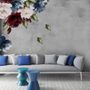 Dark Blue Red Peony Floral Bouqet Wall Decal Sticker