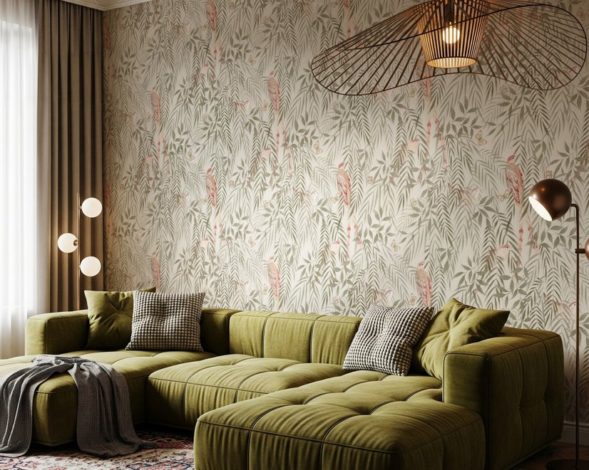 Watercolor Tropical Bird Garden Wallpaper Mural